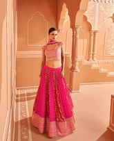 Bollywood Rani Pink embroidered lehenga with Shimmer Silver Embroidery | Bollywood Lehenga | Brides maid Lehenga.